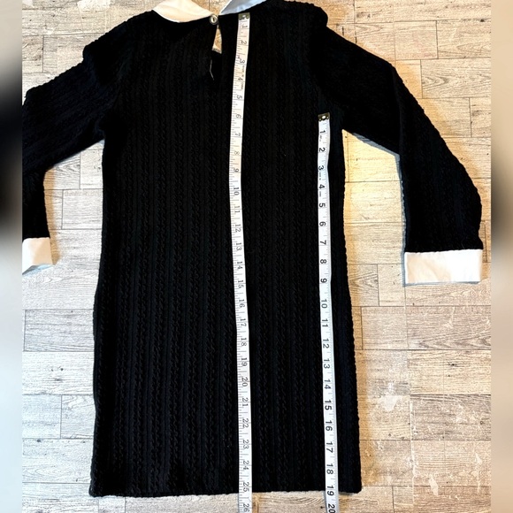 Wednesday Style, Ribbed Black, Long Sleeve Collared Dress - Picture 13 of 16